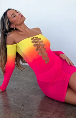 Long Sleeve Dresses | White Fox Boutique Hate To Say Long Sleeve Mini Dress Sunset Gradient multi