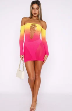 Long Sleeve Dresses | White Fox Boutique Hate To Say Long Sleeve Mini Dress Sunset Gradient multi