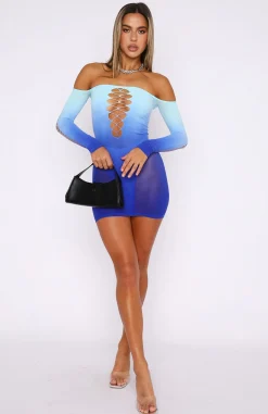 Long Sleeve Dresses | White Fox Boutique Hate To Say Long Sleeve Mini Dress Topaz Gradient blue