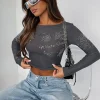 Shirts & Blouses | White Fox Boutique Headstrong Long Sleeve Top Charcoal grey