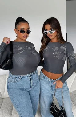 Shirts & Blouses | White Fox Boutique Headstrong Long Sleeve Top Charcoal grey