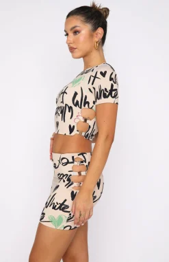 Shirts & Blouses | White Fox Boutique Heart Holder Crop Latte Sketch nude