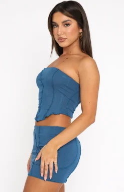 Restocked | White Fox Boutique Heatstroke Mini Skirt Steel blue