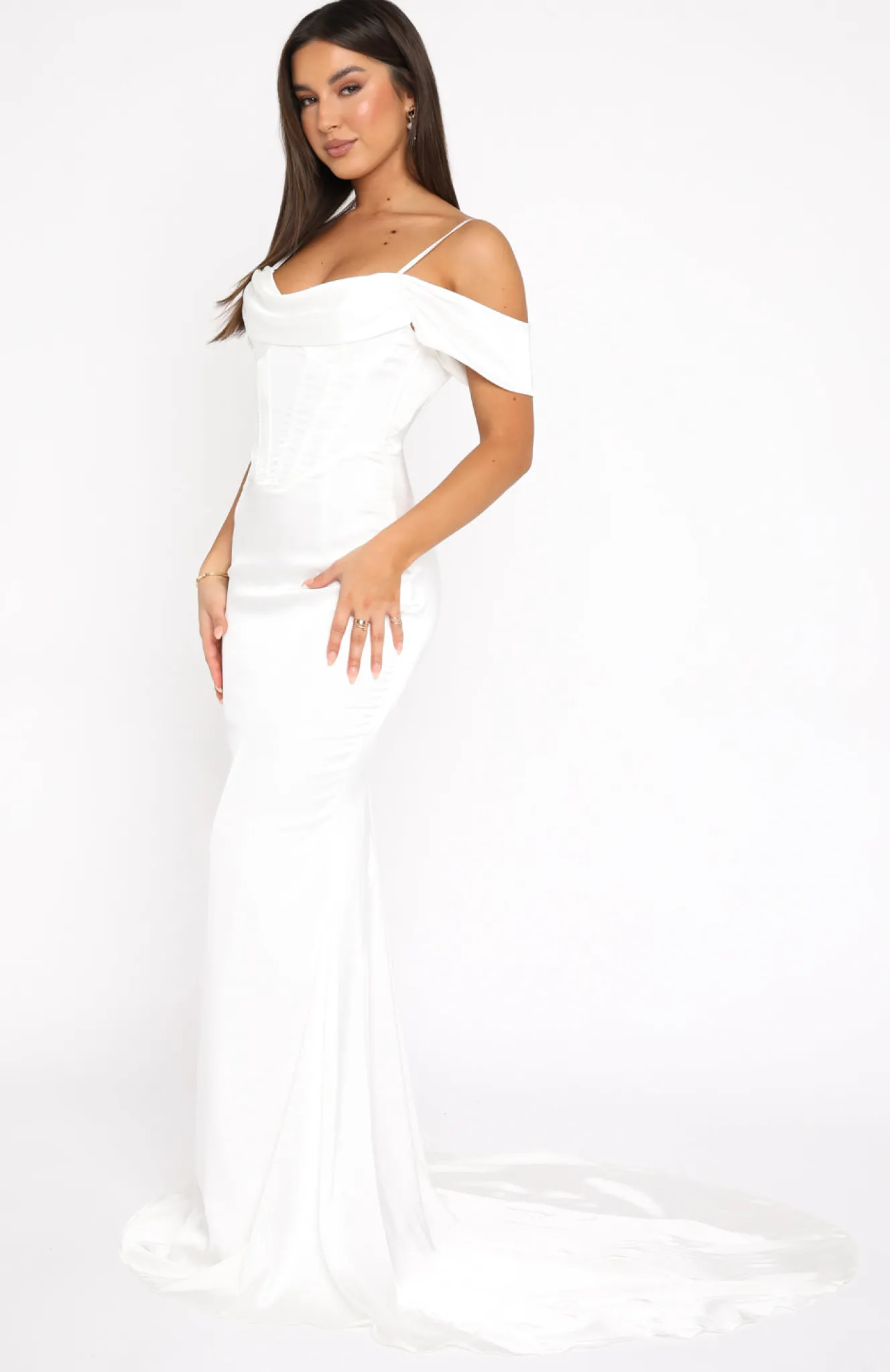 Formal Dresses | White Fox Boutique High Class Satin Maxi Dress Ivory white