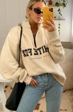 Jackets & Blazers | White Fox Boutique High Standard Zip Front Sweater Sand nude
