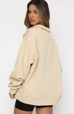 Jackets & Blazers | White Fox Boutique High Standard Zip Front Sweater Sand nude