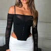 Shirts & Blouses | White Fox Boutique I Wanna Love You Long Sleeve Bustier black