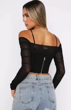 Shirts & Blouses | White Fox Boutique I Wanna Love You Long Sleeve Bustier black