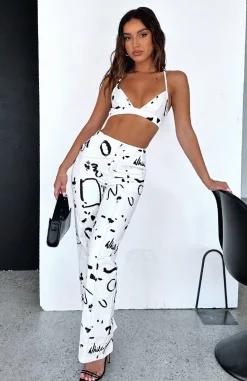 Pants | White Fox Boutique If Only You Knew Pants Scribble white