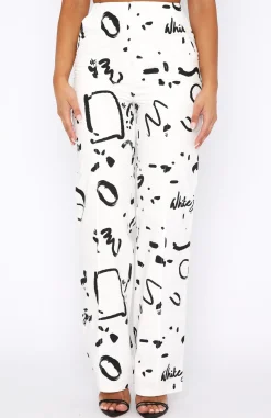 Pants | White Fox Boutique If Only You Knew Pants Scribble white