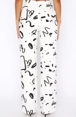 Pants | White Fox Boutique If Only You Knew Pants Scribble white