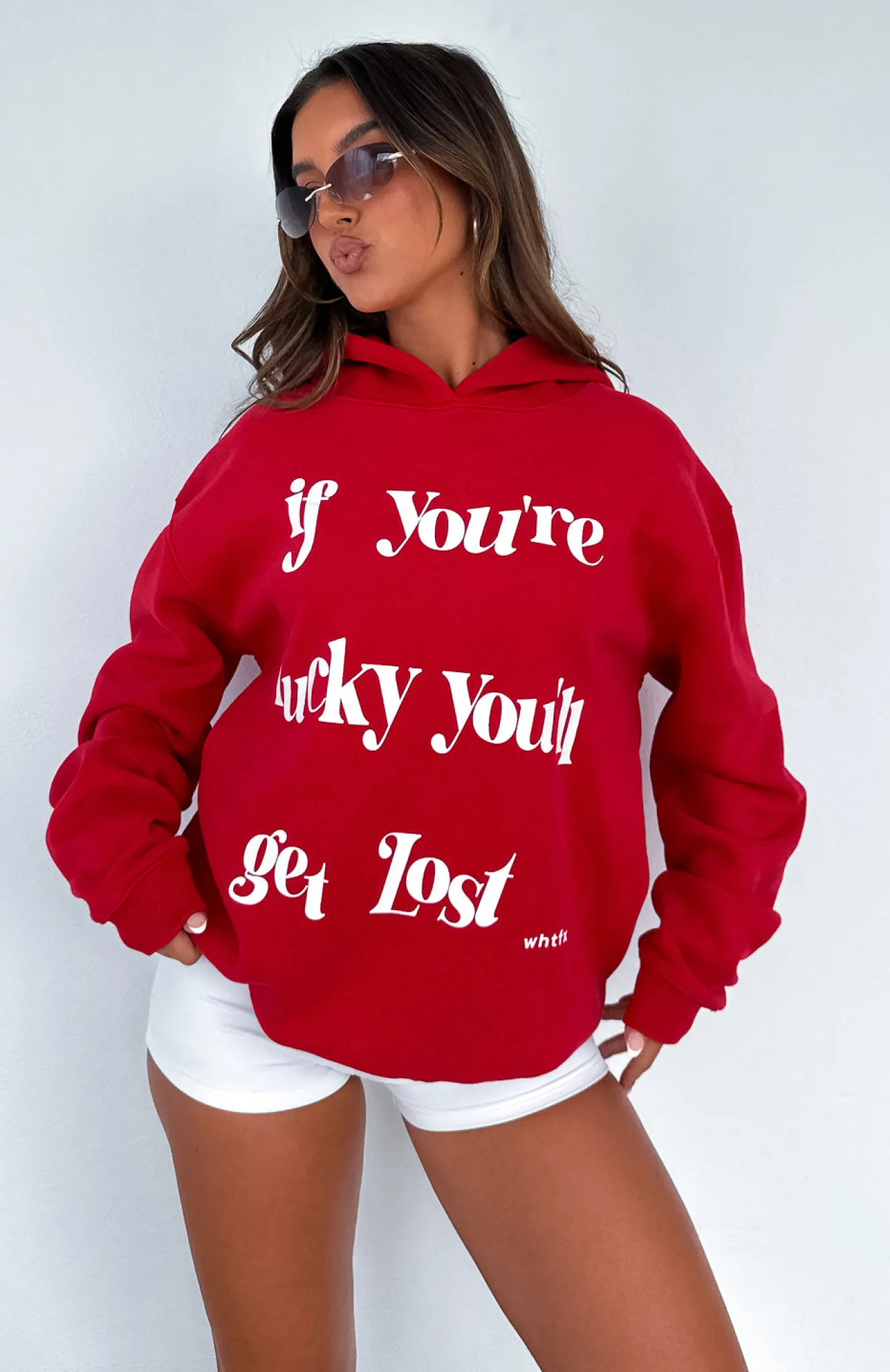 Jackets & Blazers | White Fox Boutique If You're Lucky Oversized Hoodie Dark red