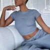 Shirts & Blouses | White Fox Boutique I'm Busy Waffle Crop Steel grey