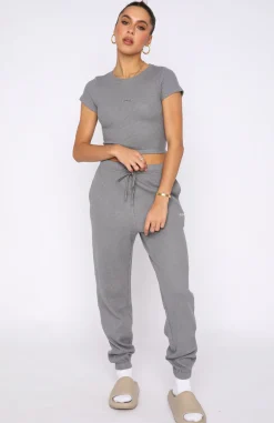 Shirts & Blouses | White Fox Boutique I'm Busy Waffle Crop Steel grey