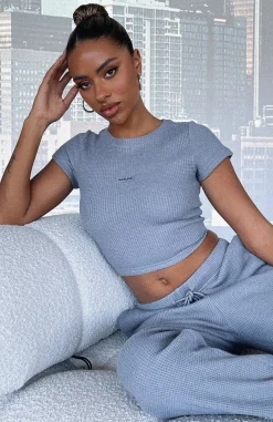 Shirts & Blouses | White Fox Boutique I'm Busy Waffle Crop Steel grey