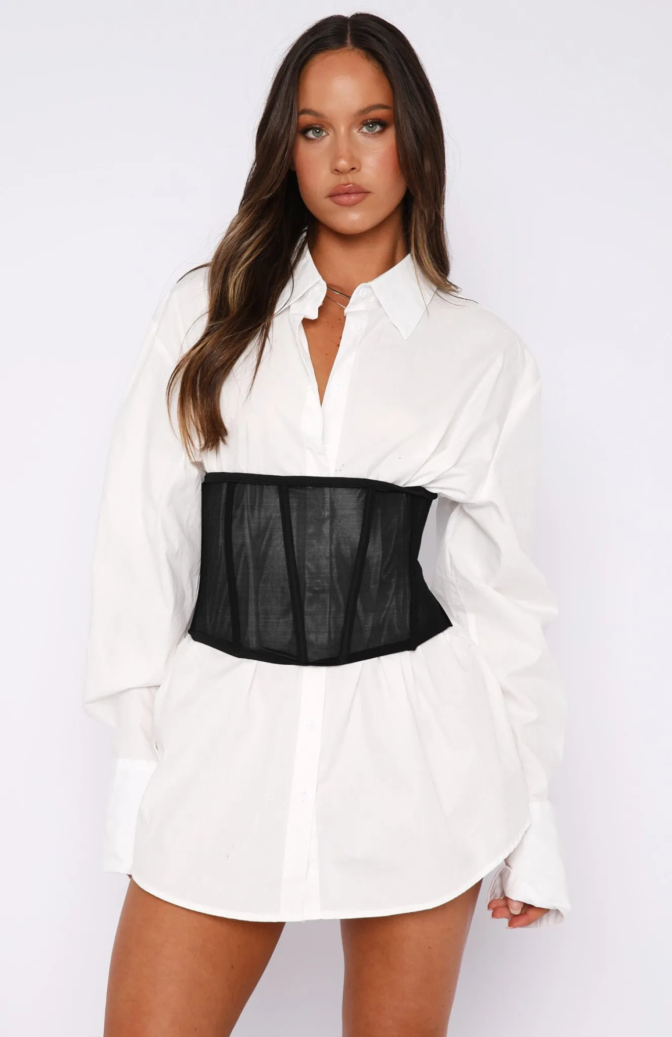 Shirts & Blouses | White Fox Boutique I'm The One Mesh Corset black