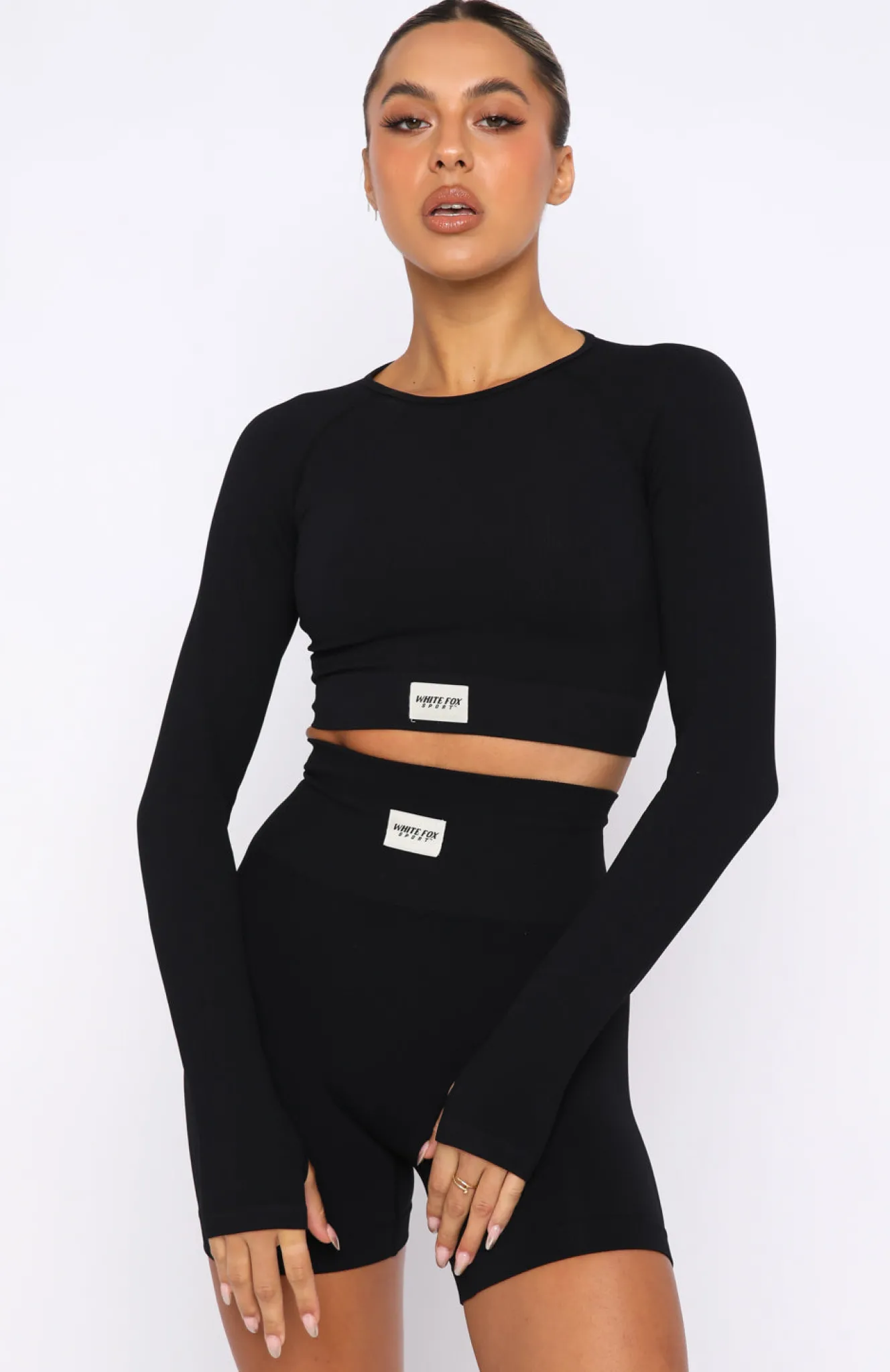 Sports Bras & Crops | White Fox Boutique In Control Long Sleeve Seamless Crop black