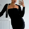 Long Sleeve Dresses | White Fox Boutique In Full Bloom Long Sleeve Mini Dress black