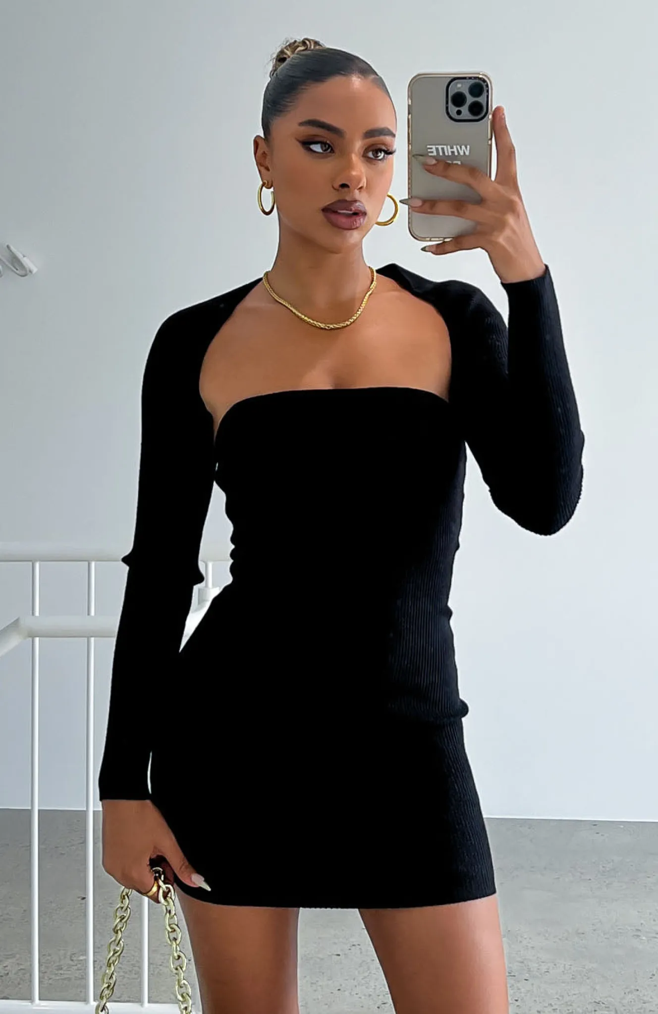 Long Sleeve Dresses | White Fox Boutique In Full Bloom Long Sleeve Mini Dress black