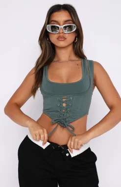 Shirts & Blouses | White Fox Boutique In Two Minds Crop Petrol green