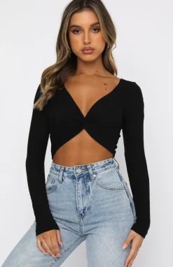 Shirts & Blouses | White Fox Boutique Into Motion Long Sleeve Crop black