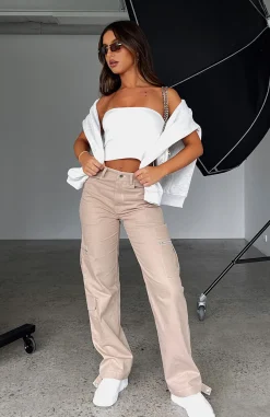 Pants | White Fox Boutique Is There Someone Else Cargo Pants Beige nude