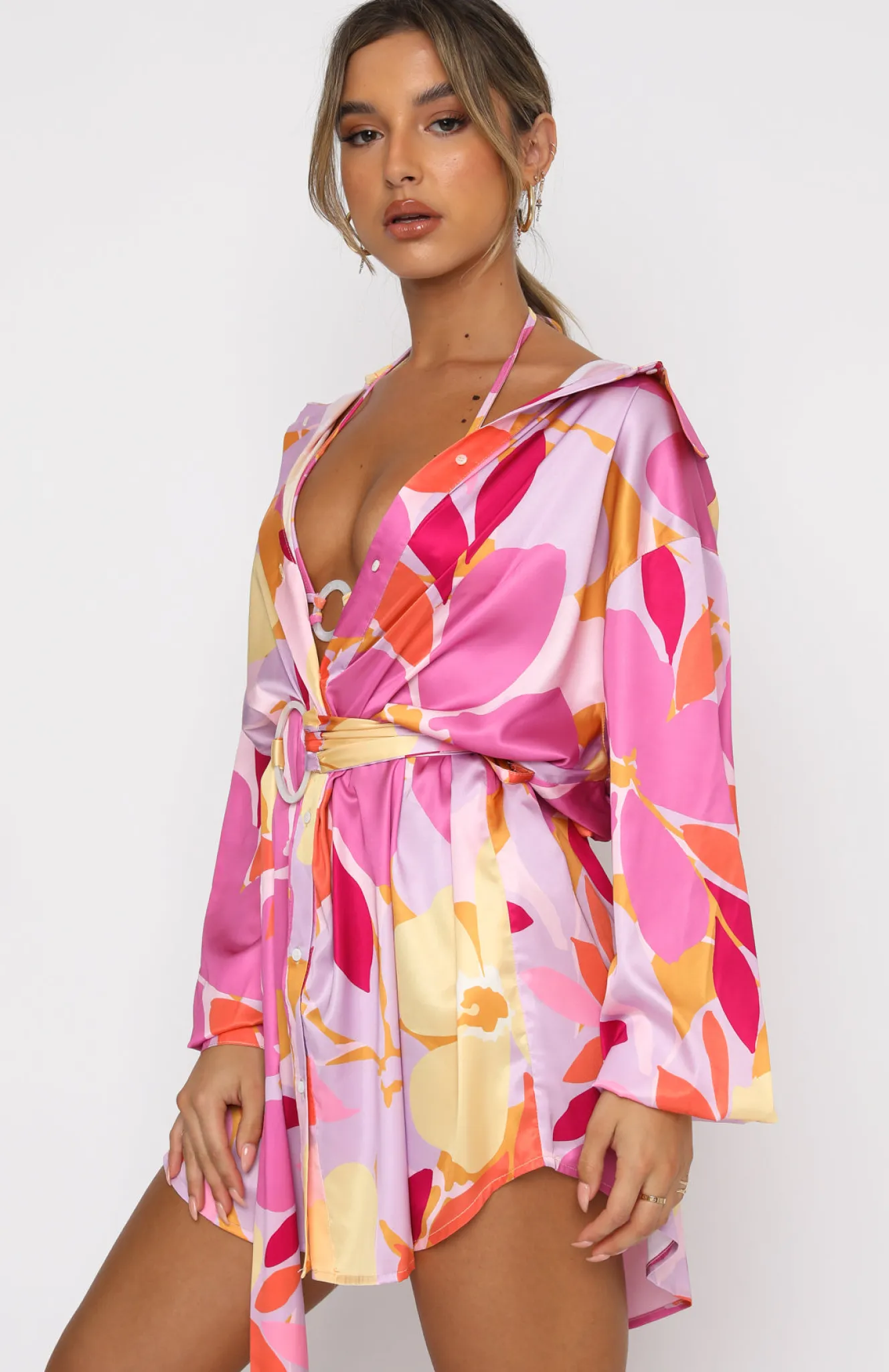 Resort Wear | White Fox Boutique Island Dream Shirt Dress Retro Floral multi