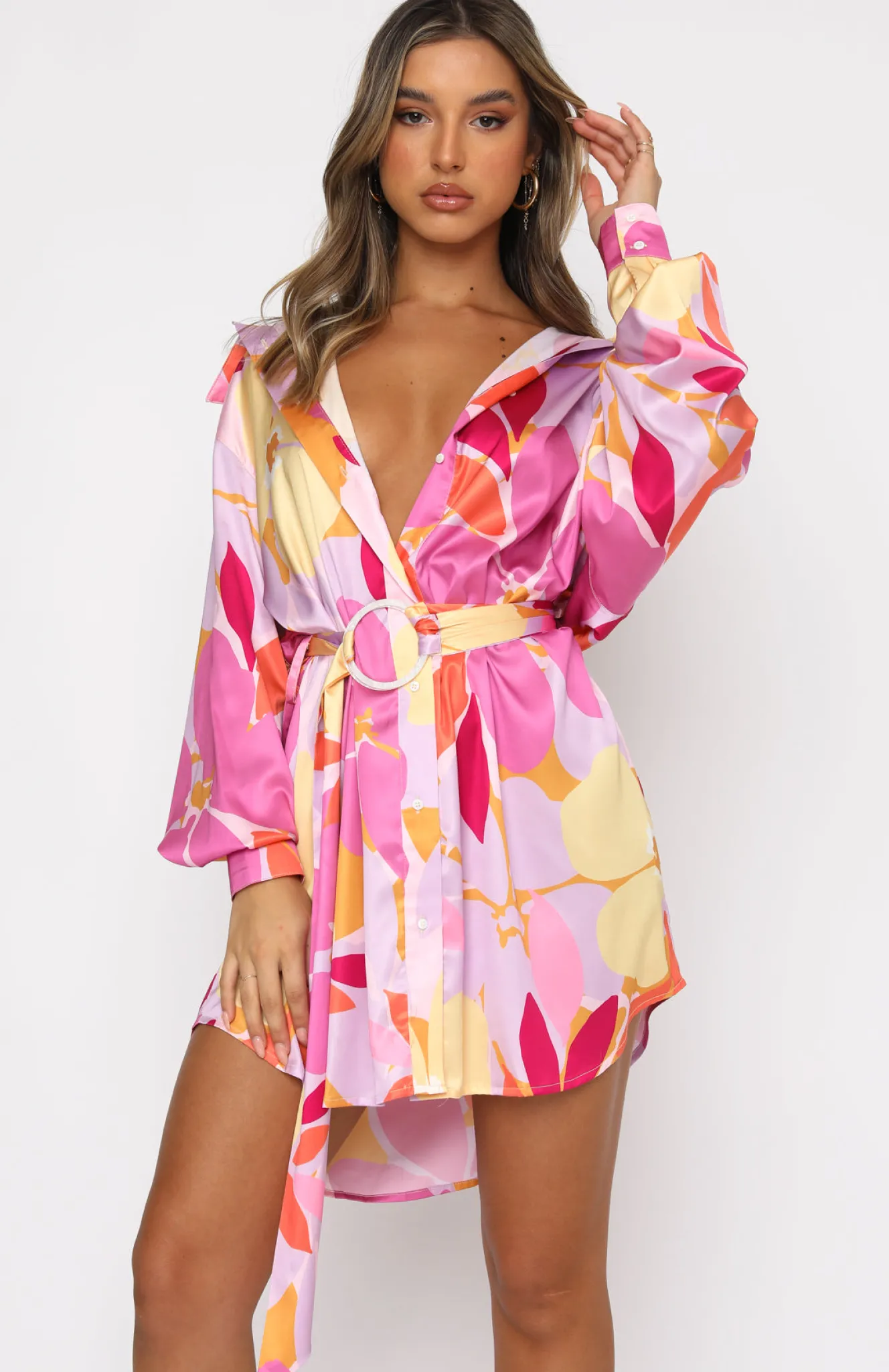 Resort Wear | White Fox Boutique Island Dream Shirt Dress Retro Floral multi