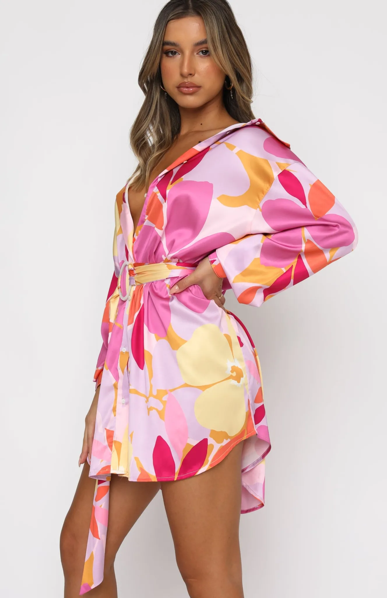 Resort Wear | White Fox Boutique Island Dream Shirt Dress Retro Floral multi
