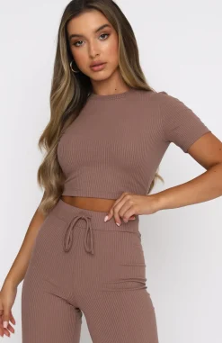 Shirts & Blouses | White Fox Boutique It's Meant To Be Crop Chocolate brown