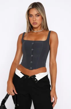 Shirts & Blouses | White Fox Boutique It's You Crop Charcoal grey