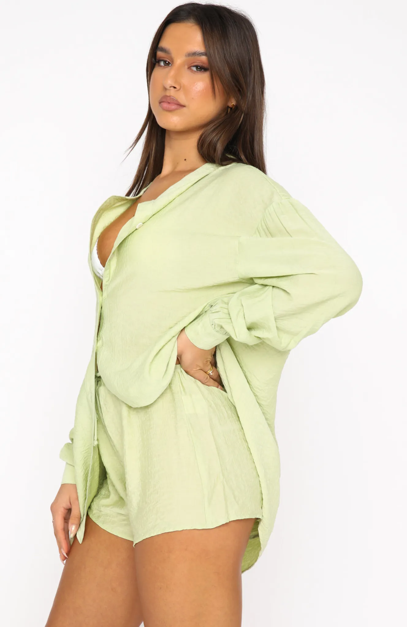 Resort Wear | White Fox Boutique I've Got A Feeling Shorts Matcha green