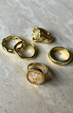 Jewellery | White Fox Boutique Jade Ring Set gold