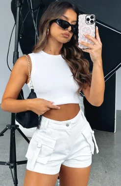 Shorts | White Fox Boutique Just A Friend Cargo Shorts Cream white