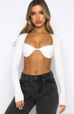 Shirts & Blouses | White Fox Boutique Just Like You Long Sleeve Crop white