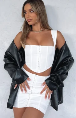 Restocked | White Fox Boutique Keep In Touch Mini Skirt white