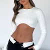 Shirts & Blouses | White Fox Boutique Keep It Coming Long Sleeve Crop white