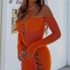 Long Sleeve Dresses | White Fox Boutique Keep On Looking Mini Dress orange