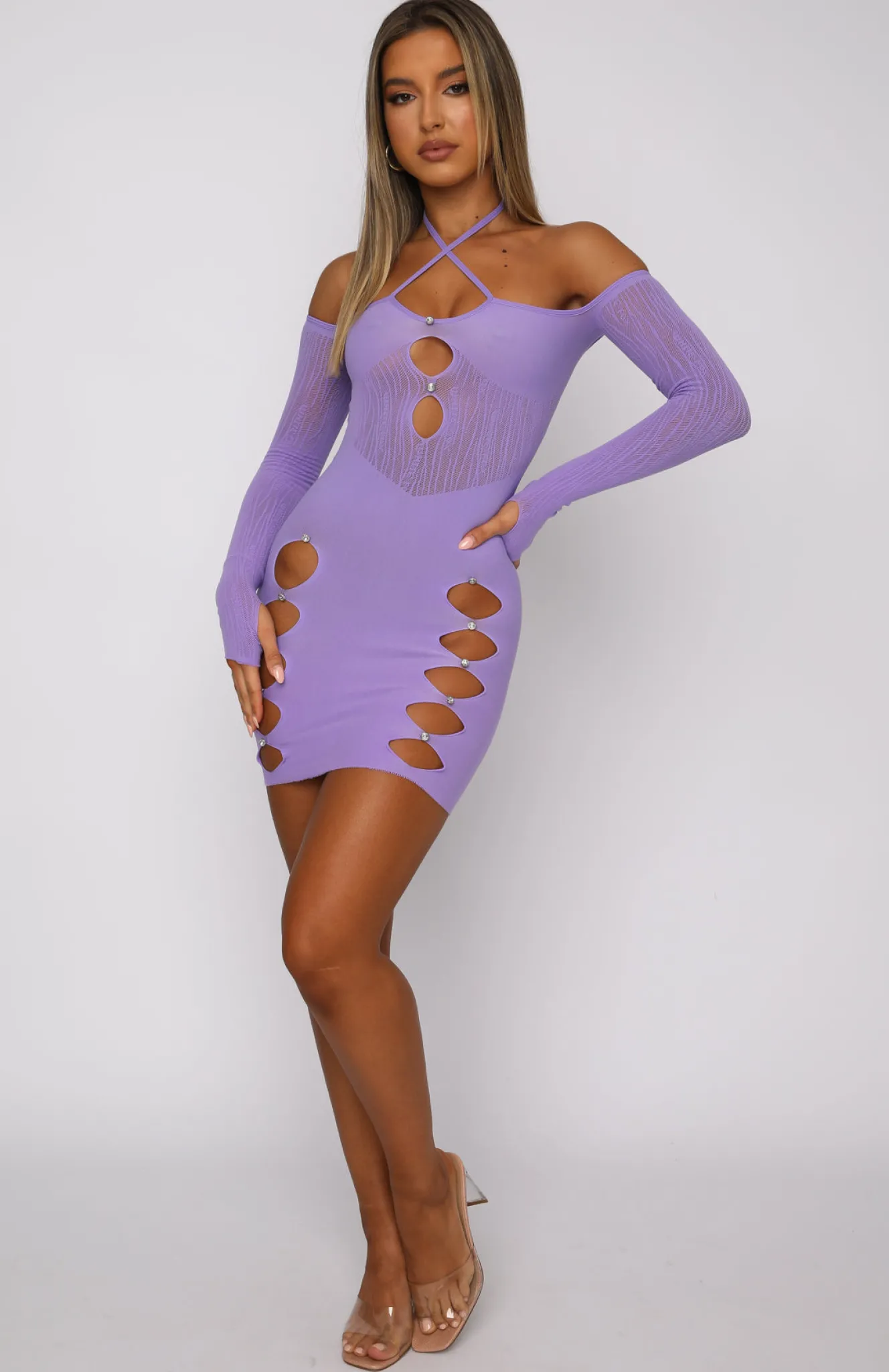 Restocked | White Fox Boutique Keep On Looking Mini Dress purple