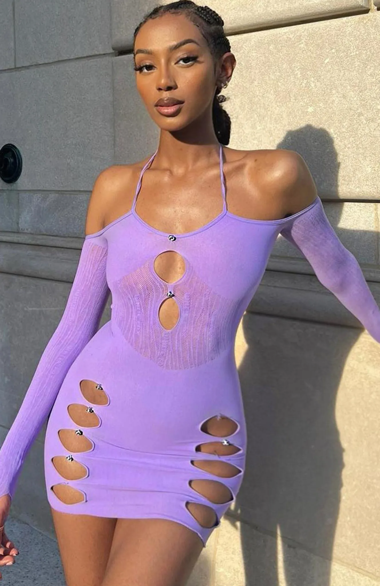 Restocked | White Fox Boutique Keep On Looking Mini Dress purple
