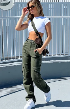 Pants | White Fox Boutique Keep On Moving Cargo Pants Khaki green