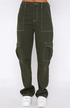 Pants | White Fox Boutique Keep On Moving Cargo Pants Khaki green