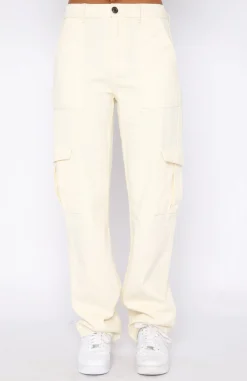 Pants | White Fox Boutique Keep On Moving Cargo Pants Cream white