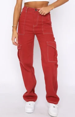 Pants | White Fox Boutique Keep On Moving Cargo Pants Rust red