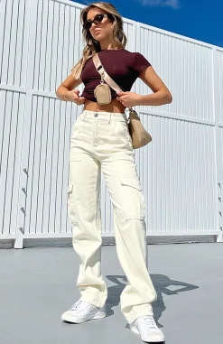 Pants | White Fox Boutique Keep On Moving Cargo Pants Cream white