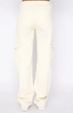 Pants | White Fox Boutique Keep On Moving Cargo Pants Cream white