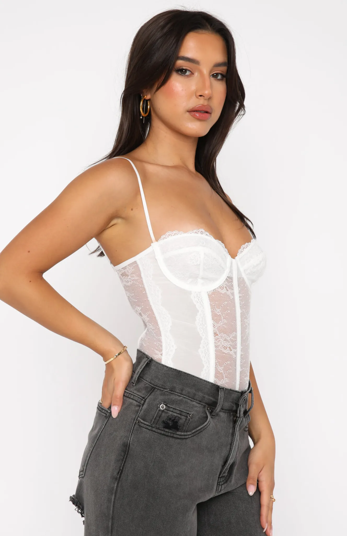 Shirts & Blouses | White Fox Boutique Keep Them Waiting Lace Bodysuit white