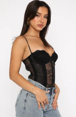 Shirts & Blouses | White Fox Boutique Keep Them Waiting Lace Bodysuit black