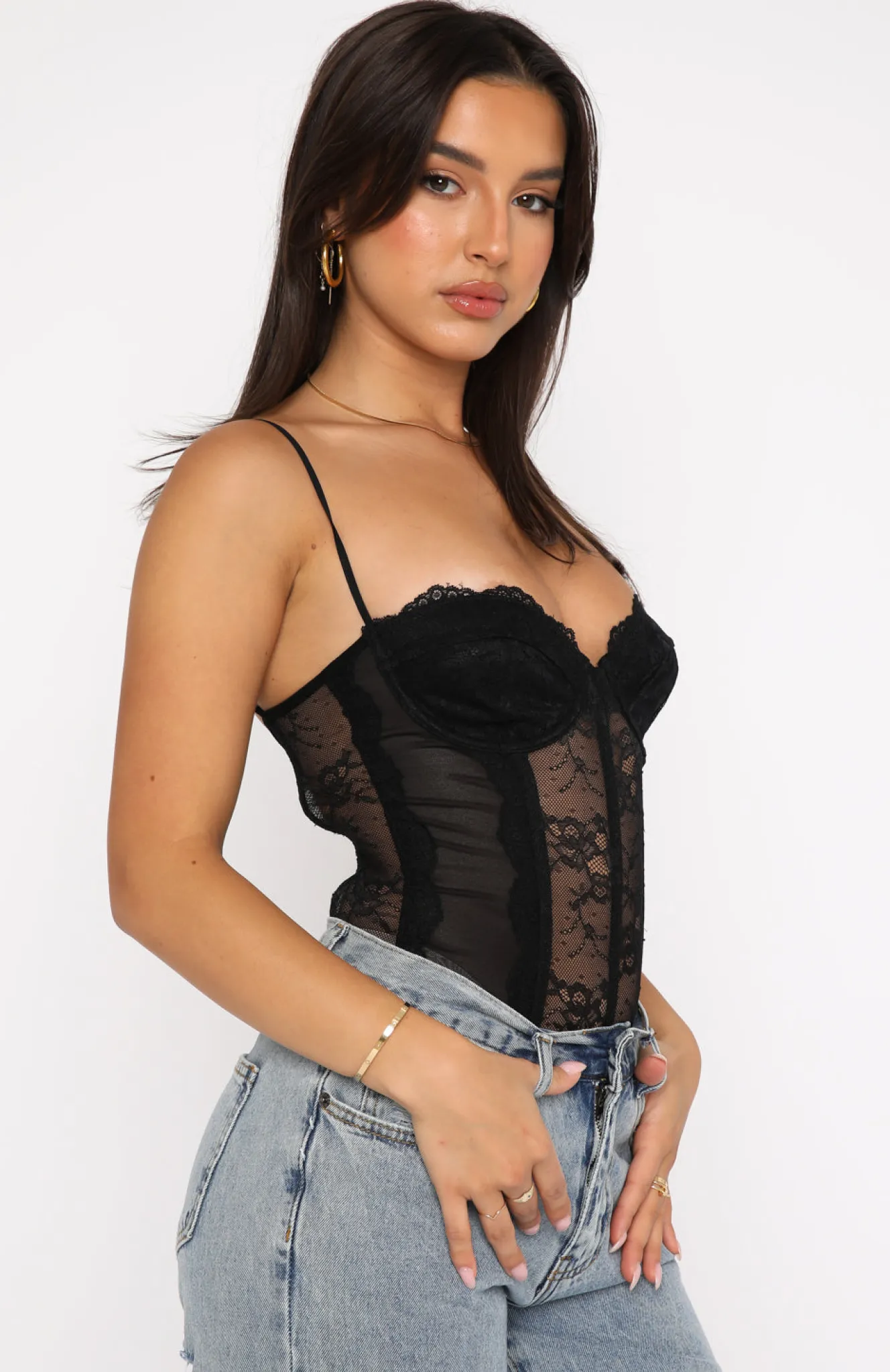 Shirts & Blouses | White Fox Boutique Keep Them Waiting Lace Bodysuit black