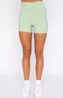 Shorts | White Fox Boutique Keep Up High Waisted Shorts Sage green